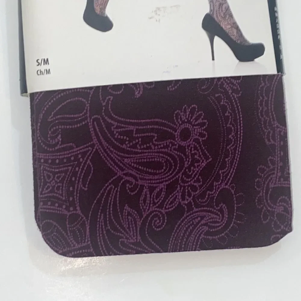 Worthington Fashion Texture Tights Women Size S M Color Burgundy